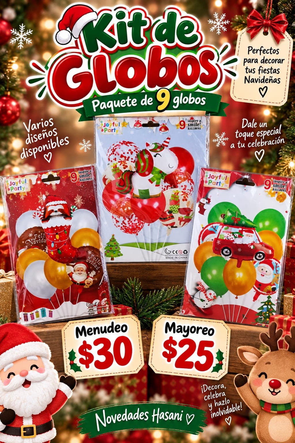 Set De 9 Globos Navideños