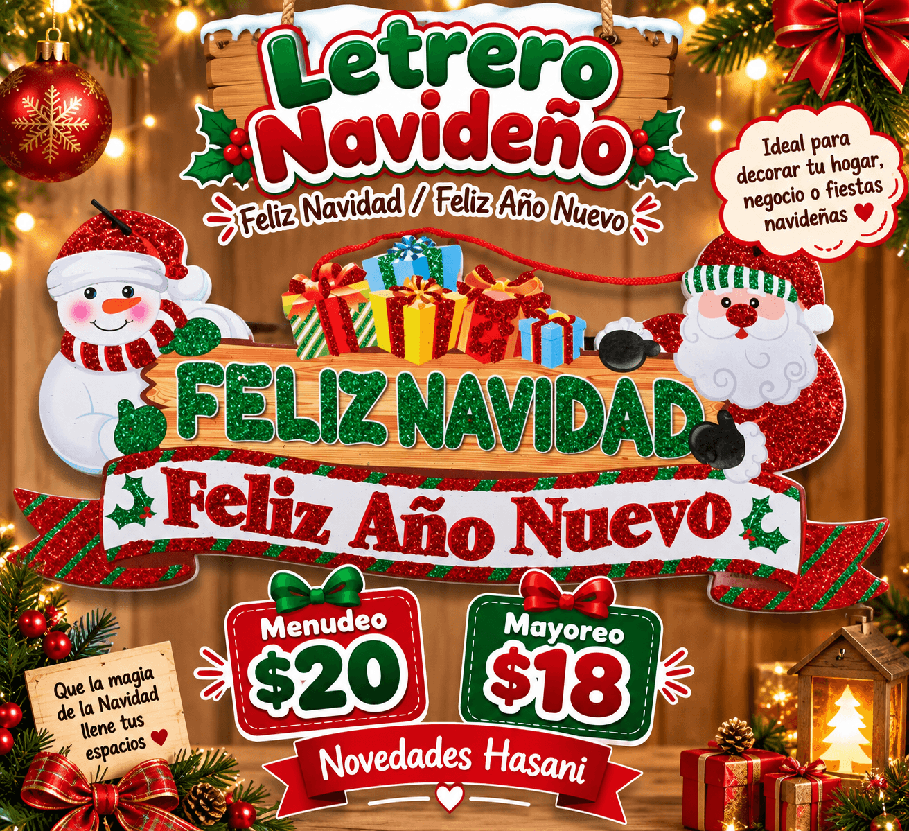 Letrero Feliz Navidad, Feliz Año Nuevo