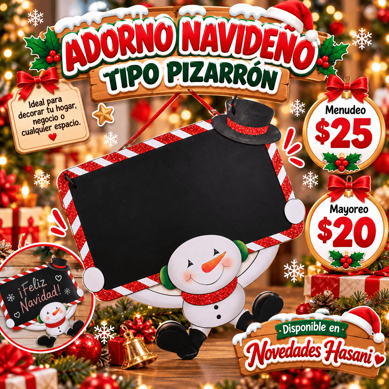 Adorno Navideño Tipo Pizarrón